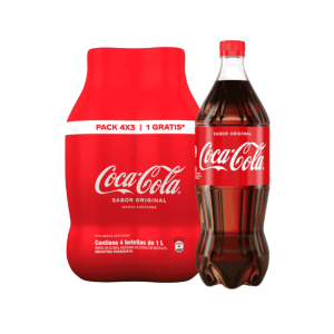 Gaseosa Coca Cola Reducido en Azucar de 1.000 ml Pack x 4 Uni.