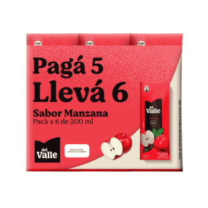 Jugo Frugos del Valle Manzana de 200 ml Pack x 6 Uni.