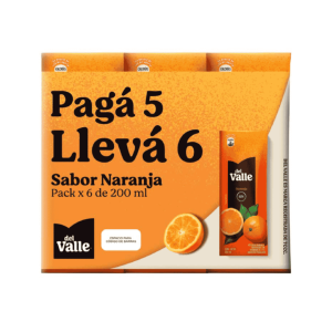 Jugo Frugos del Valle Naranja de 200 ml Pack x 6 Uni.