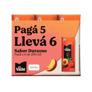 Jugo Frugos del Valle Durazno de 200 ml Pack x 6 Uni.